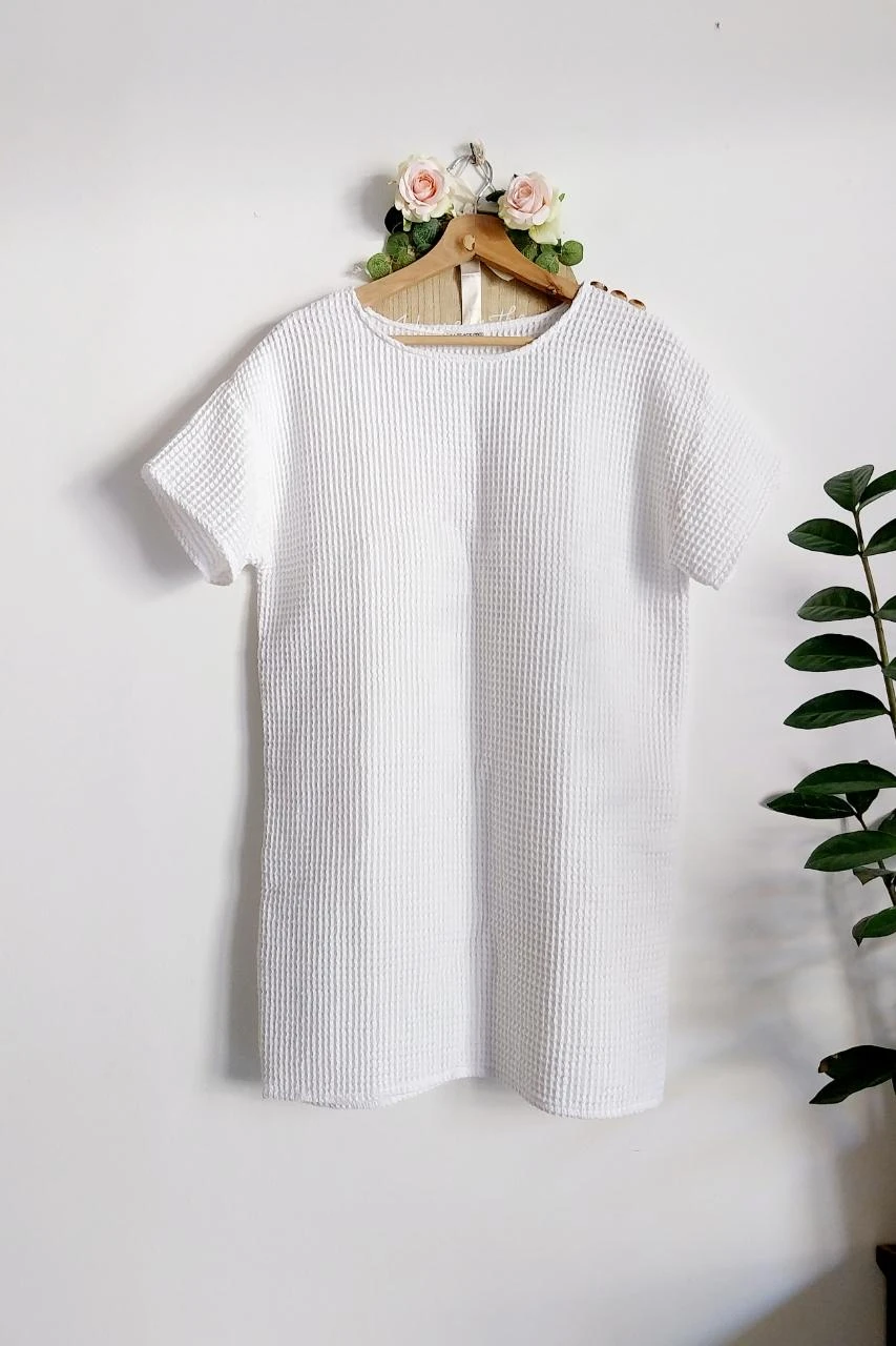 Vestido blanco 100% algodón de punto de abejón La plage Coco – photo 2